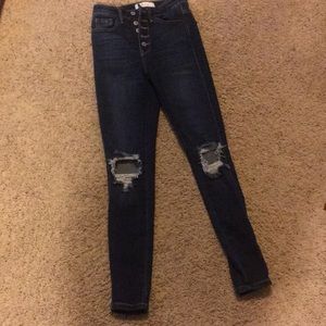 Kancan high waisted button fly skinnies